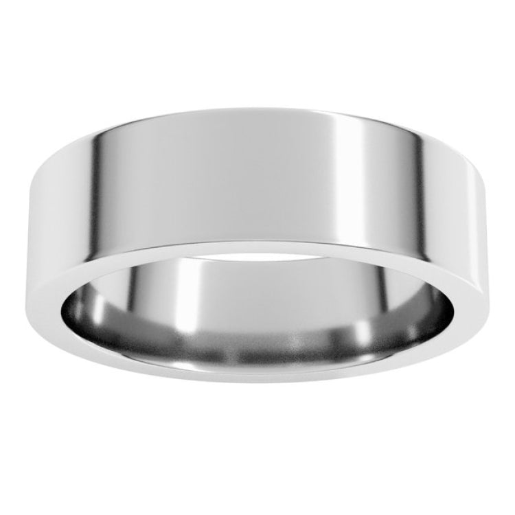 14K White Gold 6 mm Comfort-Fit Flat Band Size 5