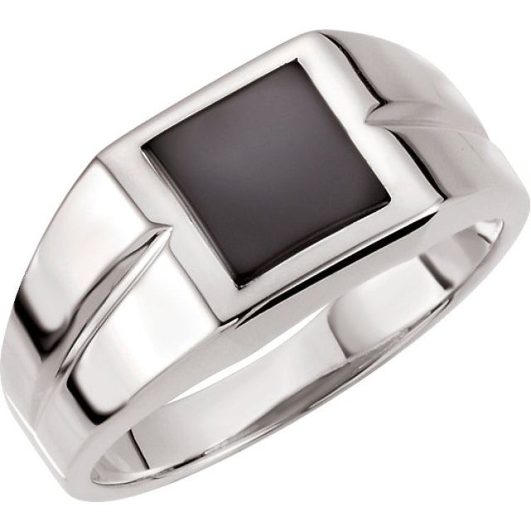 Sterling Silver Natural Black Onyx Ring