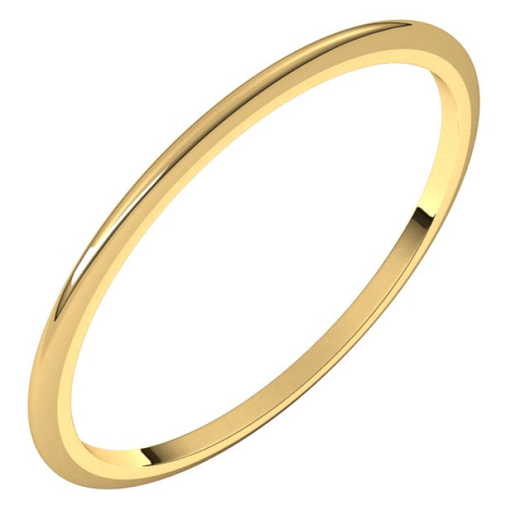 10K Yellow Gold 1 mm Half Round Band Size 9.5