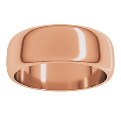 14K Rose Gold 7 mm Half Round Band Size 8