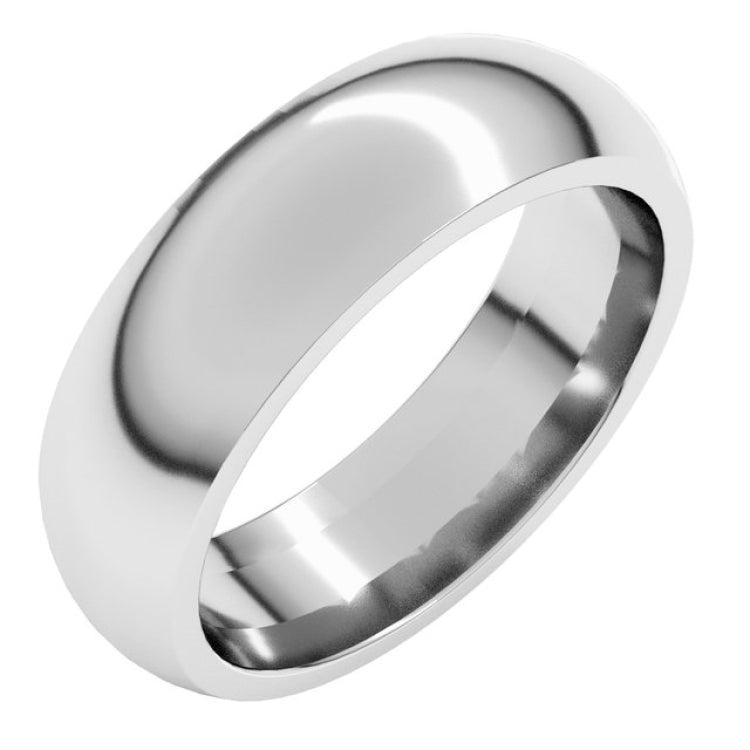 Sterling Silver 6 mm Comfort-Fit Half Round Band Size 14