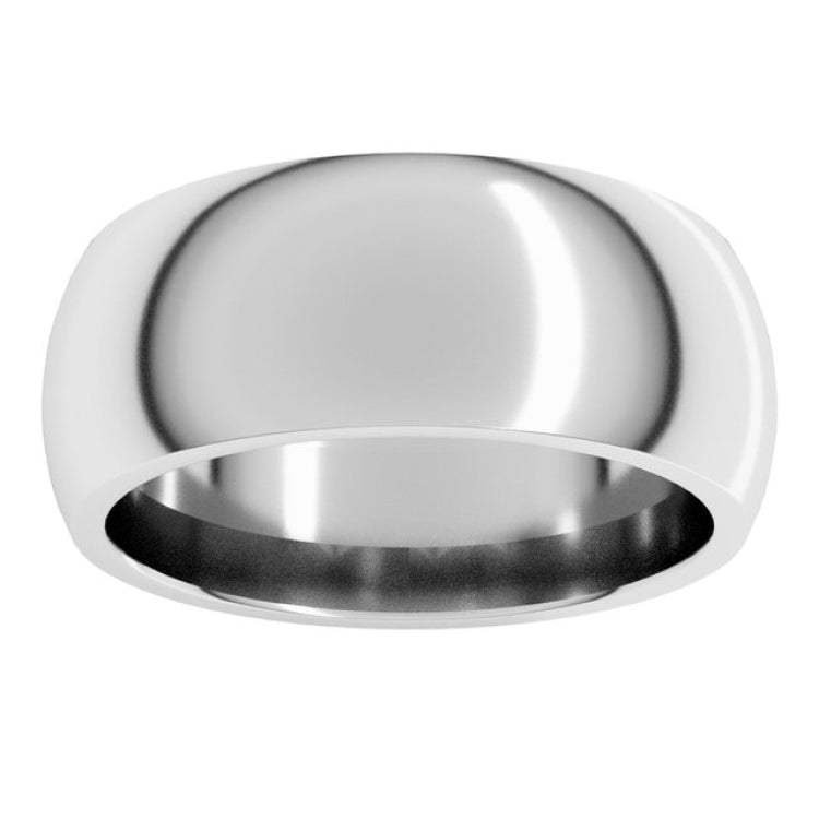 Sterling Silver 8 mm Comfort-Fit Half Round Band Size 8.5