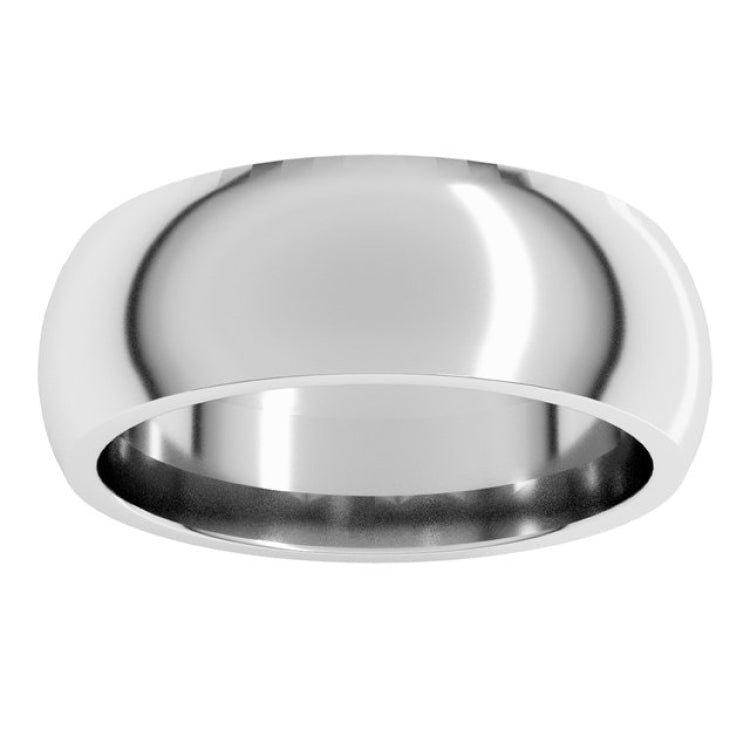 Sterling Silver 7 mm Comfort-Fit Half Round Band Size 10
