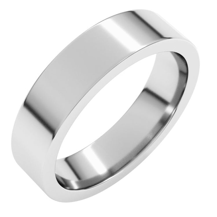 Sterling Silver 5 mm Comfort-Fit Flat Band Size 9.5