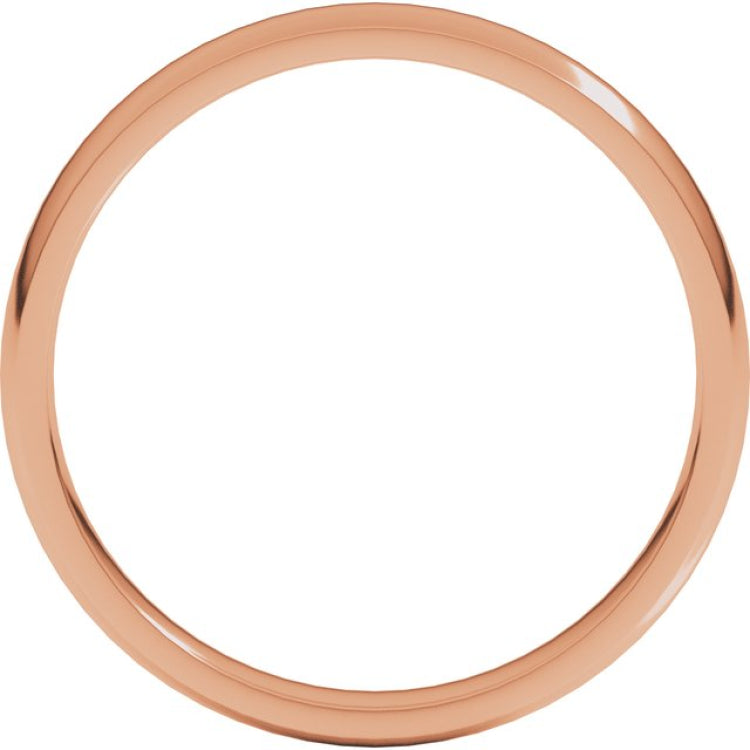 14K Rose Gold 3 mm Lightweight Comfort-Fit Half Round Band Size 6