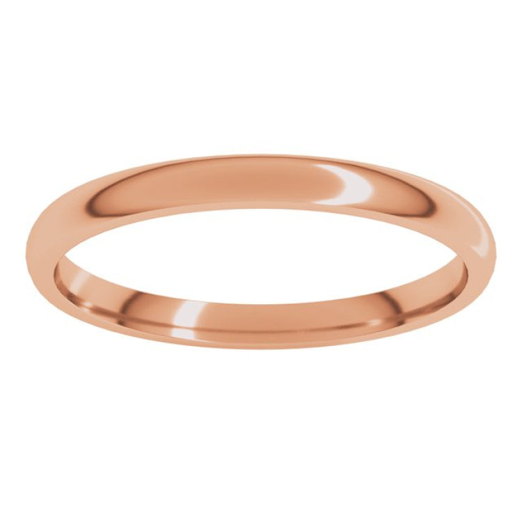 14K Rose Gold 2 mm Lightweight Comfort-Fit Half Round Band Size 5.5