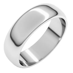 14K White Gold 6 mm Half Round Band Size 10