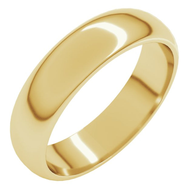 14K Yellow Gold 5 mm Half Round Band Size 9