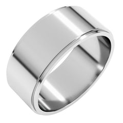 14K White Gold 8 mm Stepped-Edge Flat Band Size 11.5
