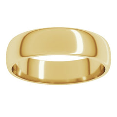 14K Yellow Gold 5 mm Lightweight Half Round Band Size 4.5