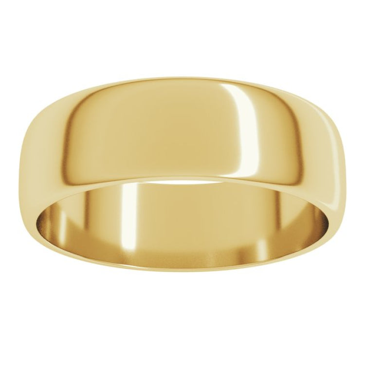 14K Yellow Gold 6 mm Lightweight Half Round Band Size 8