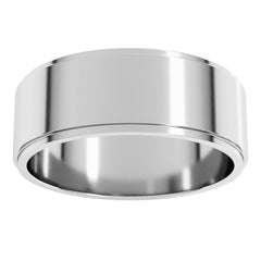 14K White Gold 7 mm Stepped-Edge Flat Band Size 11