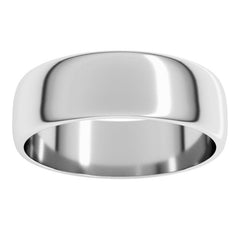 10K White Gold 6 mm Lightweight Half Round Band Size 11.5