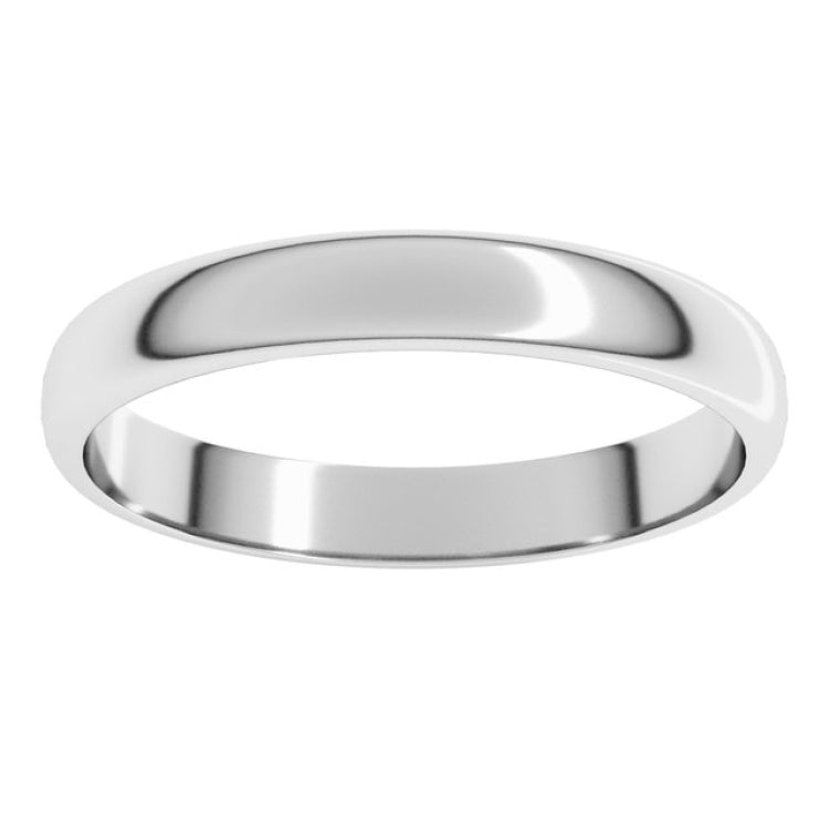 14K White Gold 3 mm Lightweight Half Round Band Size 8