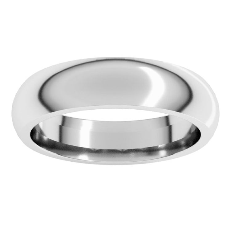 10K White Gold 5 mm Comfort-Fit Half Round Band Size 7.5