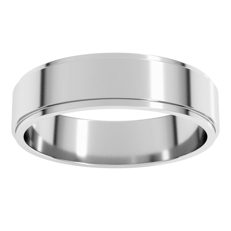 10K White Gold 5 mm Stepped-Edge Flat Band Size 10