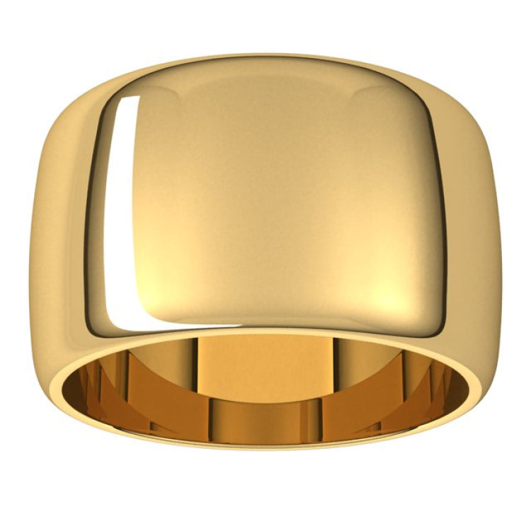 14K Yellow Gold 12 mm Half Round Band Size 6.5