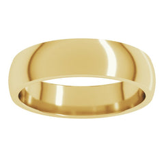 14K Yellow Gold 5 mm Lightweight Comfort-Fit Half Round Band Size 7.5