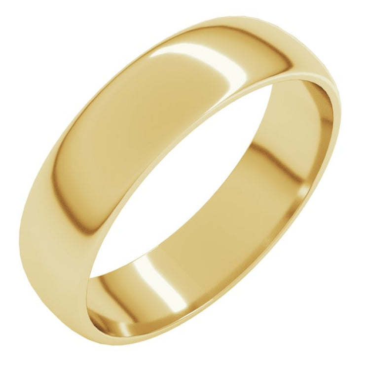 14K Yellow Gold 5 mm Lightweight Half Round Band Size 9