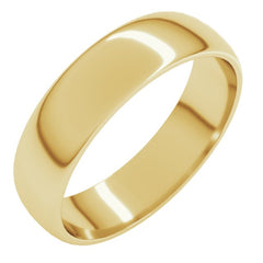 14K Yellow Gold 5 mm Lightweight Half Round Band Size 9