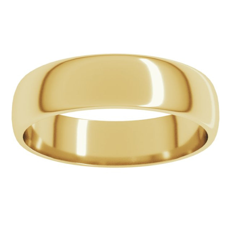 10K Yellow Gold 5 mm Lightweight Half Round Band Size 6