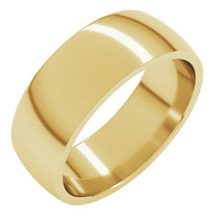 14K Yellow Gold 7 mm Lightweight Comfort-Fit Half Round Band Size 14