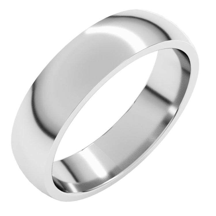 Platinum 5 mm Lightweight Comfort-Fit Half Round Band Size 9.5