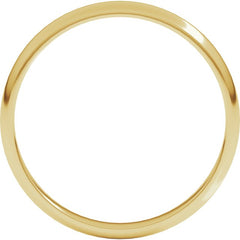 14K Yellow Gold 2.5 mm Lightweight Half Round Band Size 4