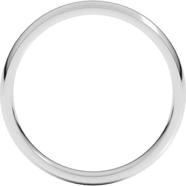 10K White Gold 3 mm Lightweight Comfort-Fit Half Round Band Size 10.5