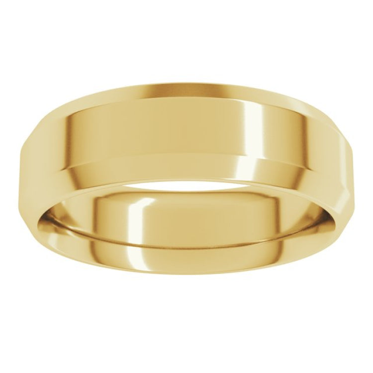 14K Yellow Gold 6 mm Beveled-Edge Comfort-Fit Flat Band Size 8.5