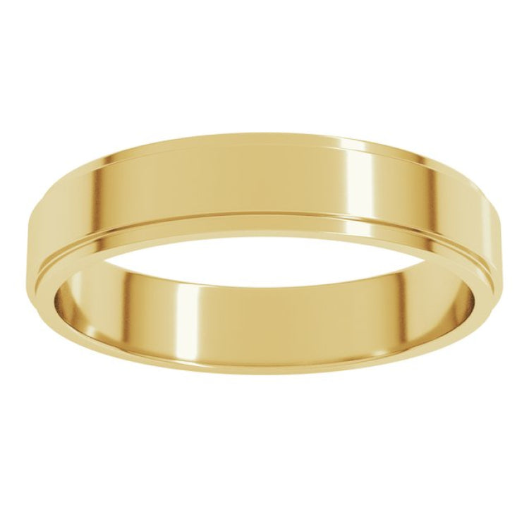 14K Yellow Gold 4 mm Stepped-Edge Flat Band Size 8