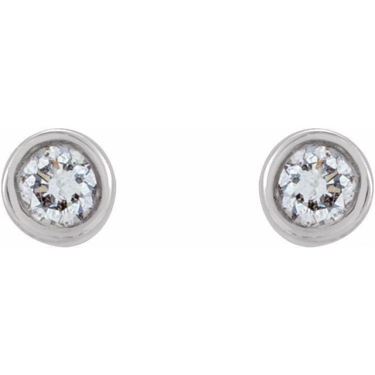 14K White Gold .03 CTW Natural Diamond Micro Bezel-Set Earrings