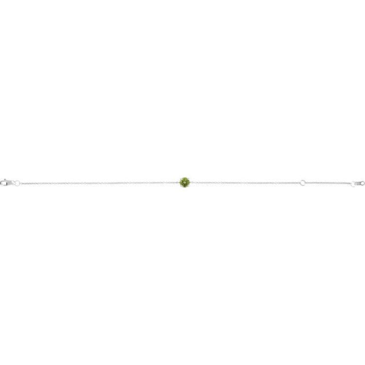 14K White Gold Natural Peridot  6 1/2-7-1/2" Bracelet