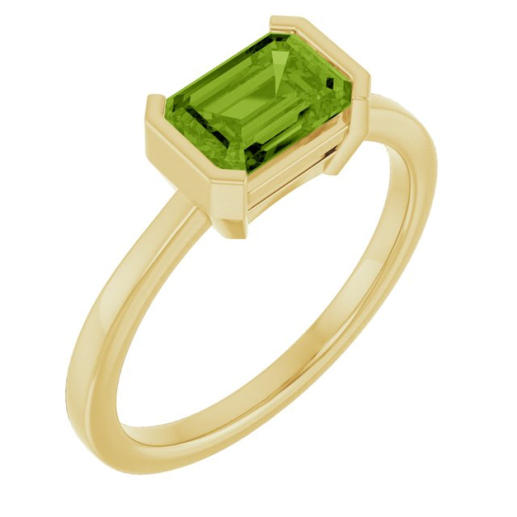14K Yellow Gold Natural Peridot Ring