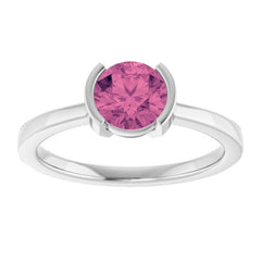 14K White Gold Natural Pink Tourmaline Ring