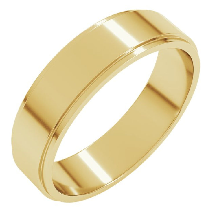 10K Yellow Gold 5 mm Stepped-Edge Flat Band Size 8