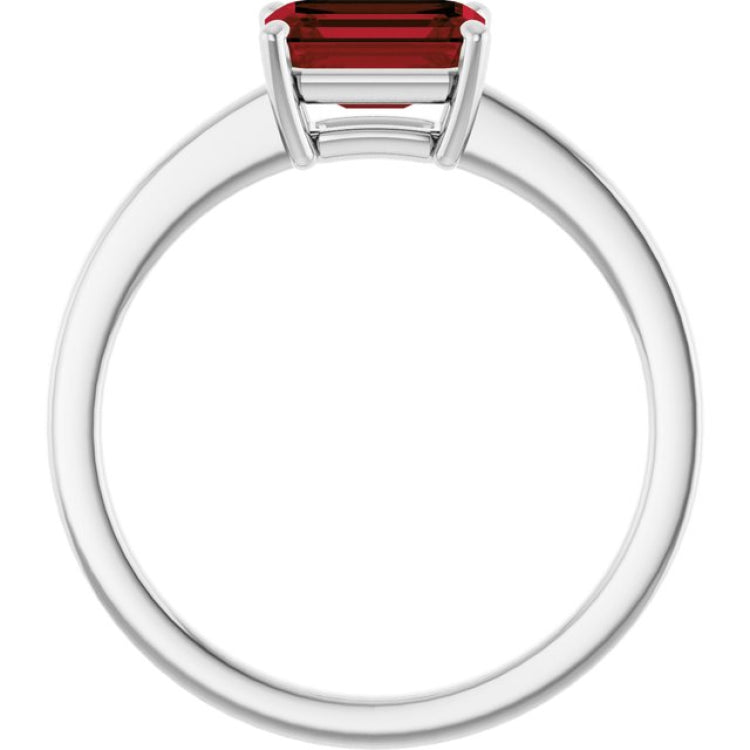 Sterling Silver Natural Mozambique Garnet Solitaire Ring