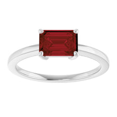 Sterling Silver Natural Mozambique Garnet Solitaire Ring