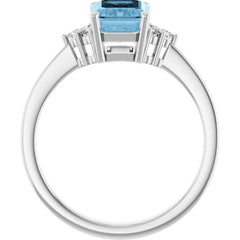 Sterling Silver Natural Sky Blue Topaz  and 1/10 CTW Lab-Grown Diamond Ring
