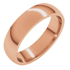 14K Rose Gold 5 mm Lightweight Comfort-Fit Half Round Band Size 8