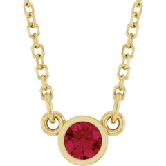 14K Yellow Gold Natural Ruby Solitaire 16" Necklace