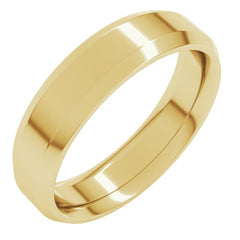 14K Yellow Gold 5 mm Beveled-Edge Comfort-Fit Flat Band Size 12