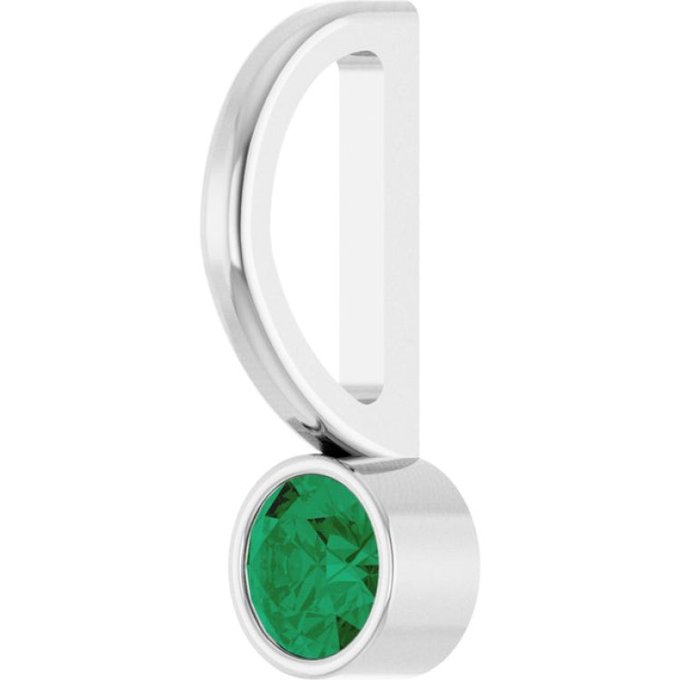 Sterling Silver Natural Emerald Charm/Pendant