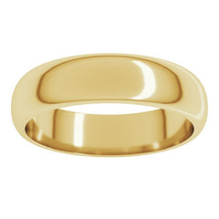 10K Yellow Gold 5 mm Half Round Band Size 12.5