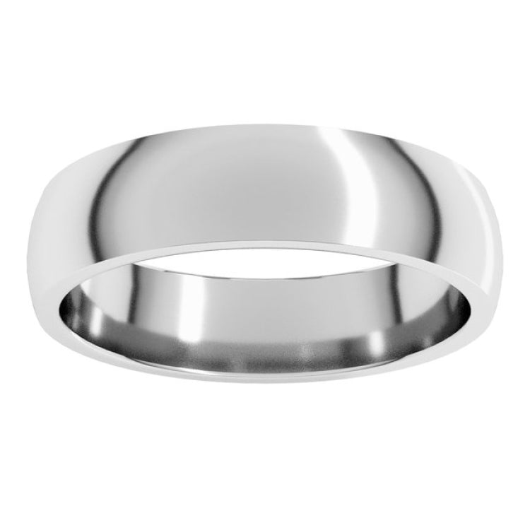 14K White Gold 5 mm Lightweight Comfort-Fit Half Round Band Size 14