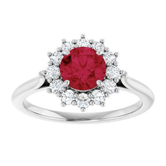 14K White Gold Lab-Grown Ruby  & 1/3 CTW Lab-Grown Diamond Ring