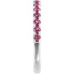 Sterling Silver Natural Pink Tourmaline Stackable Ring