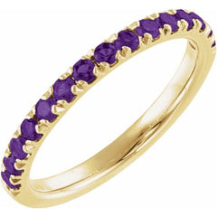 14K Yellow Gold Natural Amethyst Stackable Ring