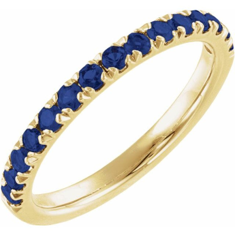 14K Yellow Gold Lab-Grown Blue Sapphire Stackable Ring