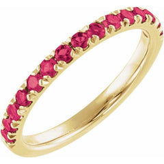 14K Yellow Gold Lab-Grown Ruby Stackable Ring